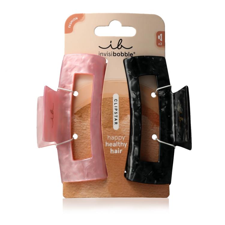 Invisibobble Clipstar Eclipse Glossy L Spinka do włosów dla kobiet Odcień Black &amp; Pink Zestaw
