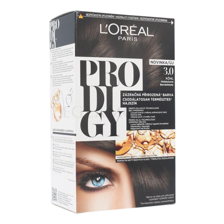 L&#039;Oréal Paris Prodigy Farba do włosów dla kobiet 1 szt Odcień 3.0 Kohl