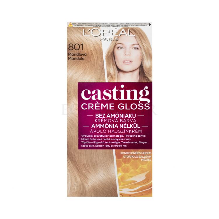 L&#039;Oréal Paris Casting Creme Gloss Glossy Blonds Farba do włosów dla kobiet 48 ml Odcień 801 Silky Blonde