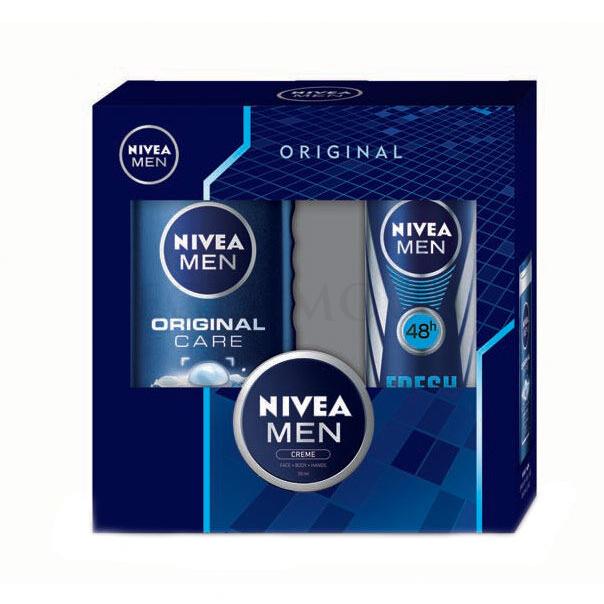 Nivea Men Original Zestaw 250ml Men Original Care Shower Gel + 150ml Men Fresh Active Anti-Perspirant Deodorant + 30ml Men Creme