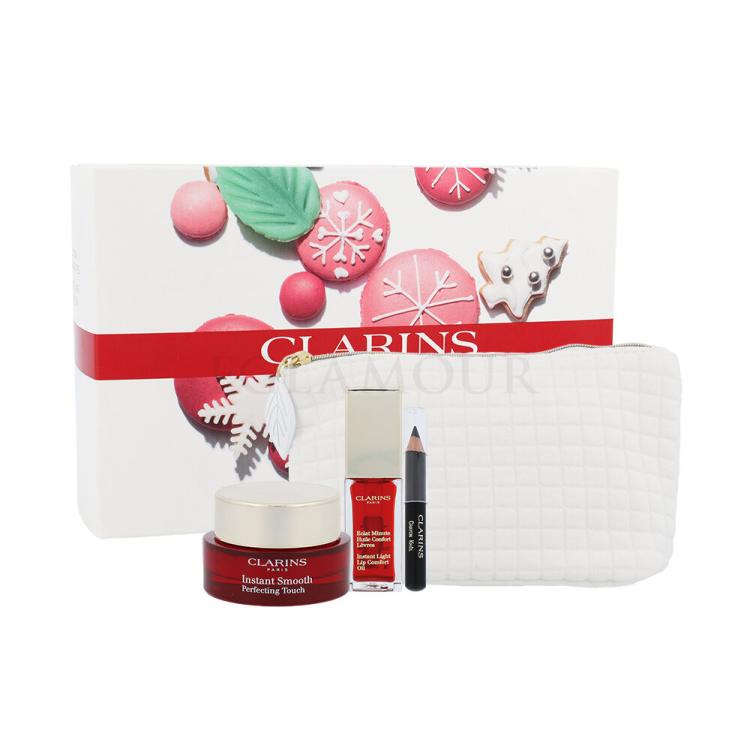 Clarins Instant Smooth Perfecting Touch Zestaw Base under makeup Instant Smooth Perfecting Touch 15 ml + Lip care Instant Light Lip Comfort Oil 7 ml 03 + Eye pencil Crayon Khol 0,39 g 01 + bag