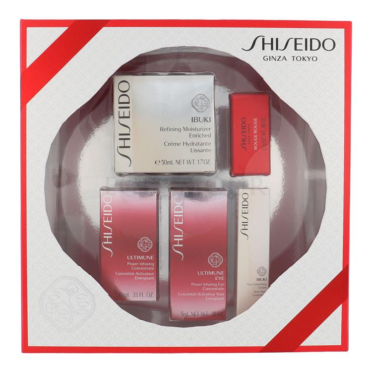 Shiseido Ibuki Refining Moisturizer Enriched Zestaw Ibuki Refining Moisturizer Enriched 50 ml + Ultimune Concentrate 10 ml + Ultimune Eye Concentrate 5 ml + Ibuki Eye Cream 5 ml + Rouge 2,5 g RD501