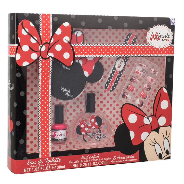 Disney Minnie Mouse Zestaw Edt 30 ml + Lakier do paznokci 7 ml + Pilniczek do paznokci + Tipsy + Separator