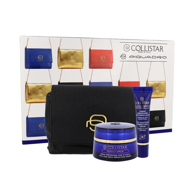 Collistar Perfecta Plus Face And Neck Perfection Zestaw Daily skin care 50 ml + Eye care 8,5 ml + Cosmetic bag