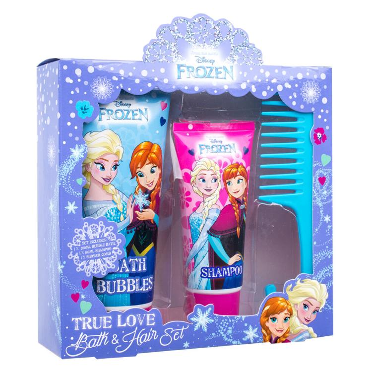 Disney Frozen Zestaw Piana do kąpieli 200 ml + Szampon 100 ml + Szczotka do włosów