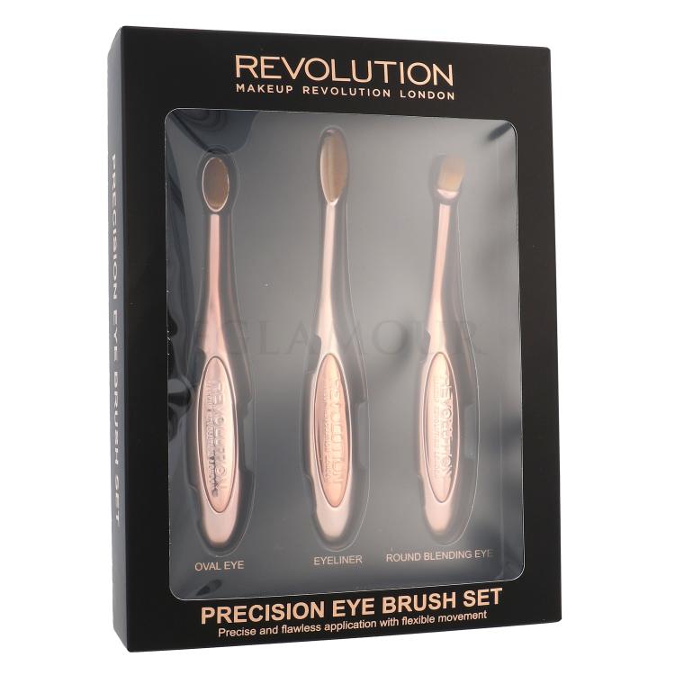 Makeup Revolution London Brushes Precision Eye Brush Zestaw Pędzel do cieni okrągły 1 szt + Pędzel do cieni owalny 1 szt + Pędzel do linii