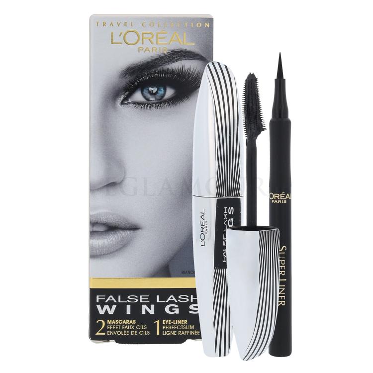 L&#039;Oréal Paris False Lash Wings Zestaw Tusz do rzęs 2 x 7 ml + Eyeliner Super Liner Perfect Slim 6 ml Intense Black