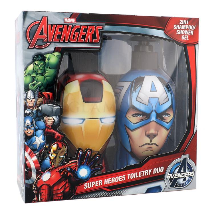 Marvel Avengers Iron Man &amp; Captain America Zestaw Szampon i odżywka 2w1 Iron Man 300 ml + Szampon i odżywka 2w1 Captain America 300 ml