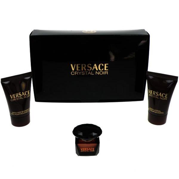 Versace Crystal Noir Zestaw Edt 5ml + 25ml Balsam + 25ml Żel pod prysznic Uszkodzone pudełko